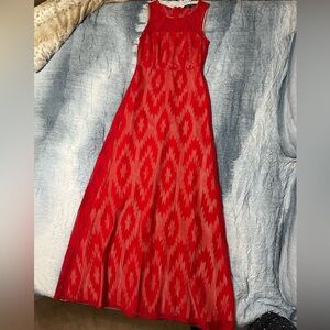 128. Gianni Bini Red Geometric Maxi Dress